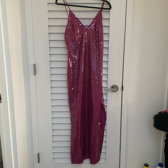 Fleur du Mal Pink Sequin Slip Dress